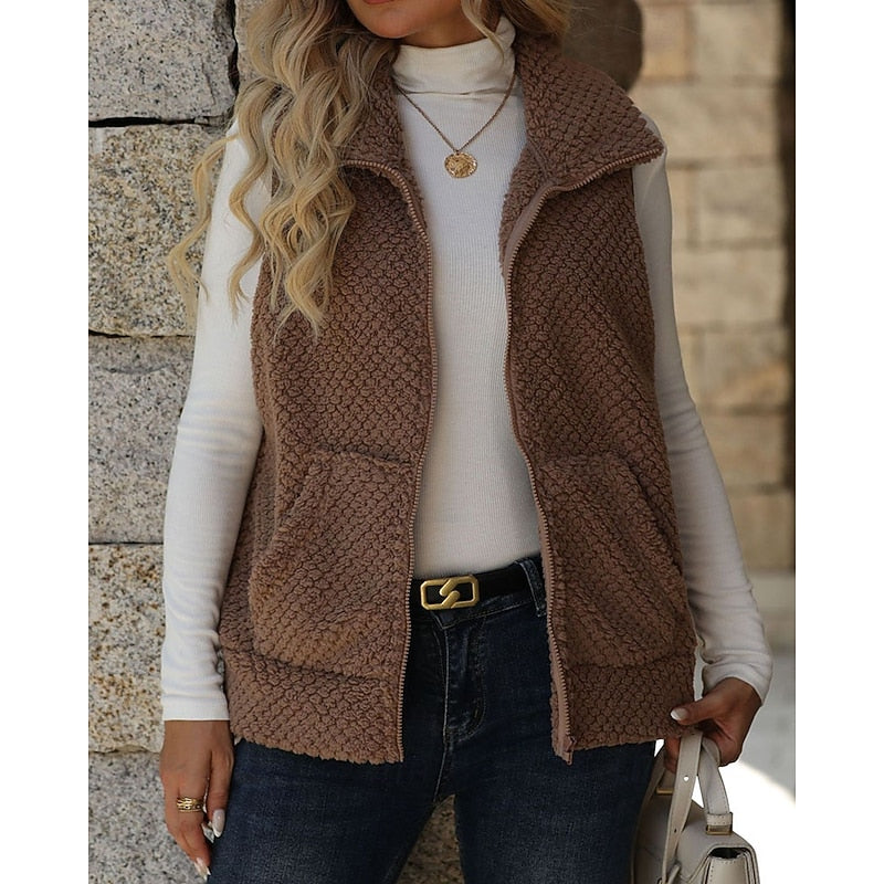Cozy Textured Zip Vest for Women | Warm Layering Piece for Casual Wear