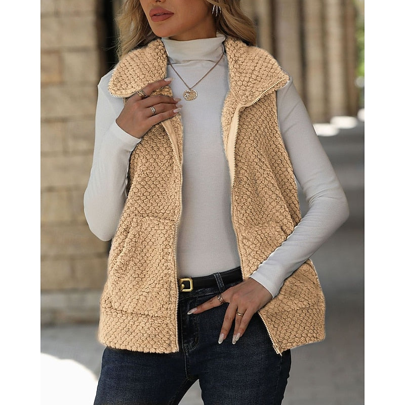 Cozy Textured Zip Vest for Women | Warm Layering Piece for Casual Wear